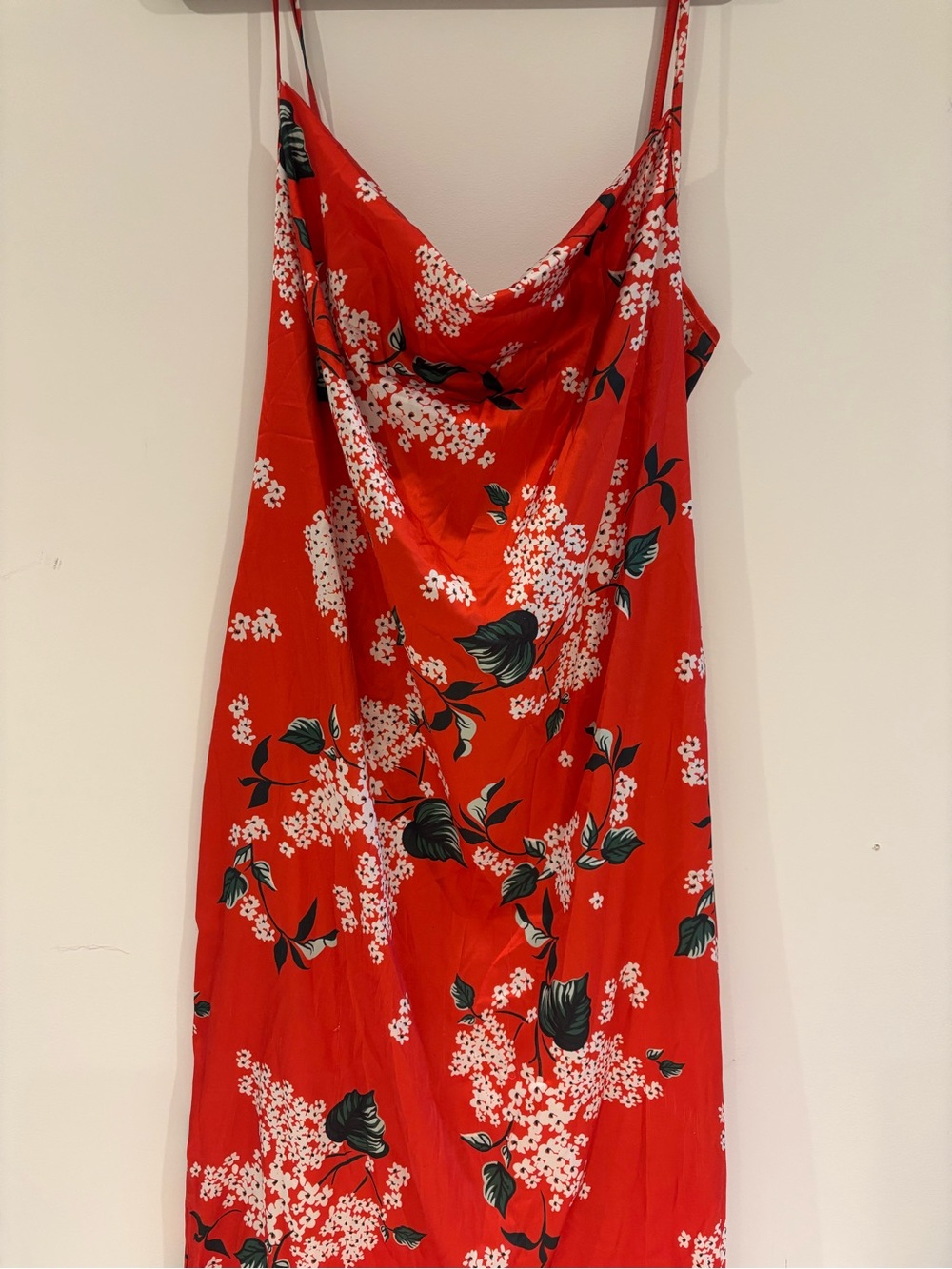 Red Floral Silky Dress